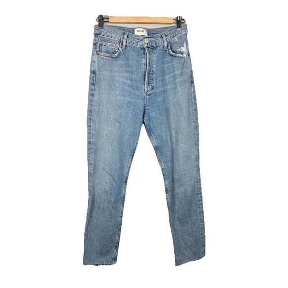 Agolde Nico High Rise Slim Fit Denim Blue Jeans Button Fly Ankle Women’s Size 27 - Picture 1 of 15